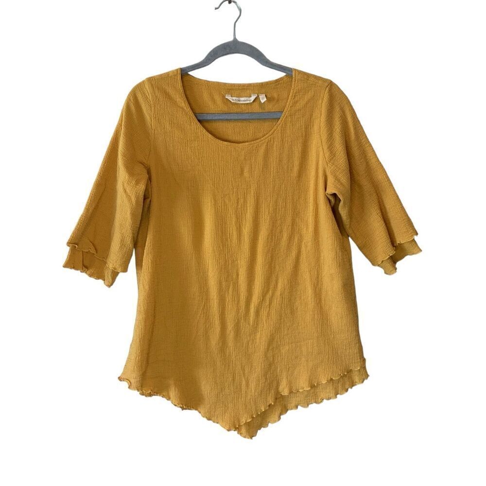 Soft Surroundings 3/4 Sleeve Top Size Medium Top Dark Yellow